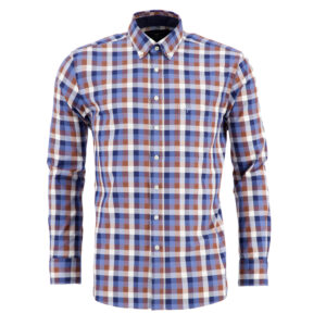 Fynch-Hatton Cotton Check Shirt - Midblue
